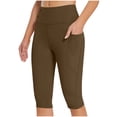 thumbnail image 1 of UAMVSH Yoga capri Pants for Women Casual Stretchy High Waist Gym Workout Cropped Pants Skinny Running Athletic Leggings with Pockets(Small,Coffee), 1 of 5