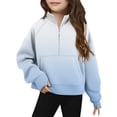 thumbnail image 1 of UAMVSH boys girls gradient color sweatshirts trendy stand neck long sleeve basic tops loose fit kids half zipper pullover with pockets(7-8 Years,Light Blue), 1 of 5
