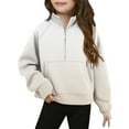 thumbnail image 1 of UAMVSH boys girls gradient color sweatshirts trendy stand neck long sleeve basic tops loose fit kids half zipper pullover with pockets(9-10 Years,Beige), 1 of 5