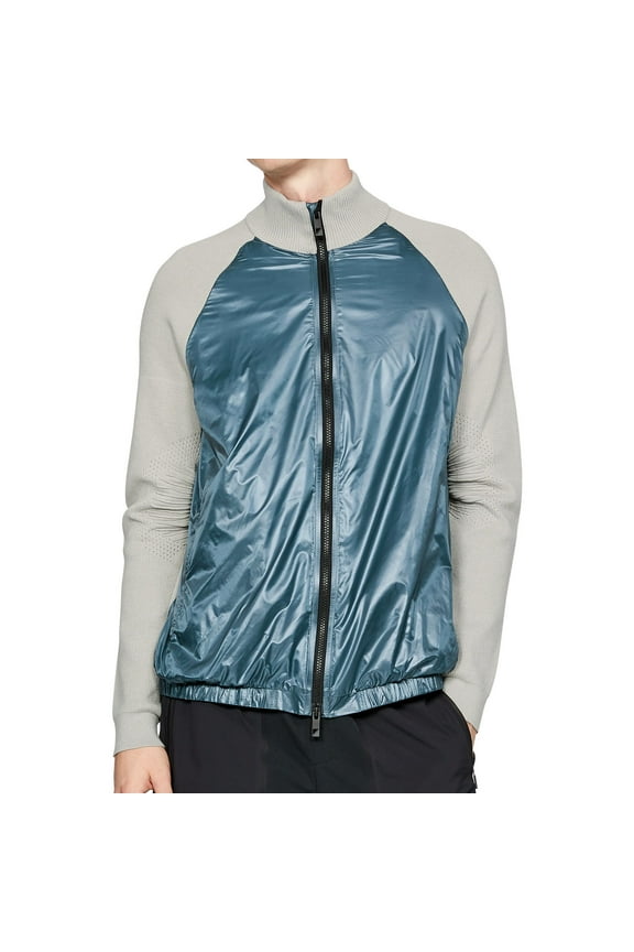 UAS Under Armour Mens Color Block Full Zip Mock Windbreaker (XLarge, Ghost Gray)