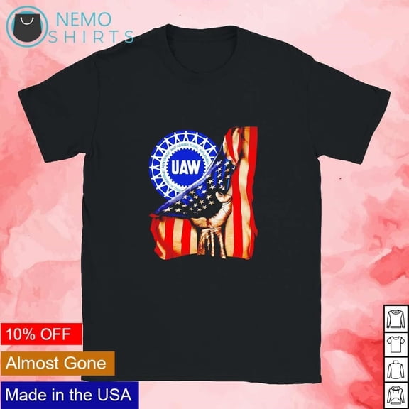 UAW membership strike support USA flag shirt