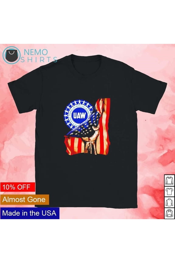 UAW membership strike support USA flag shirt