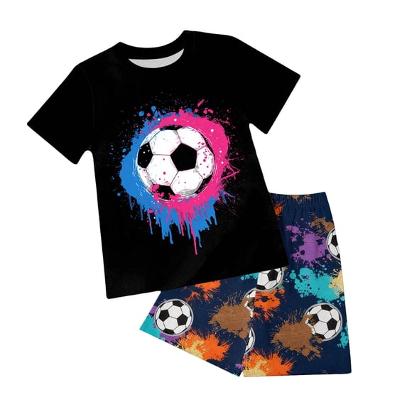 UAYOTSE 1T 2T 3T 4T 5T 6T Toddler Baby Boy Summer Clothes Set Short Sleeve T-shirt Tops Floral Bottom Pants Little Kids Outfits 2Pcs,Sizes 6-7 Years