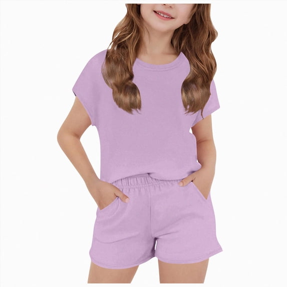 UAYOTSE 1T 2T 3T 4T 5T 6T Toddler Baby Girl Summer Clothes Set Short Sleeve T-shirt Tops Floral Bottom Pants Little Kids Outfits 2Pcs,Sizes 5-6 Years