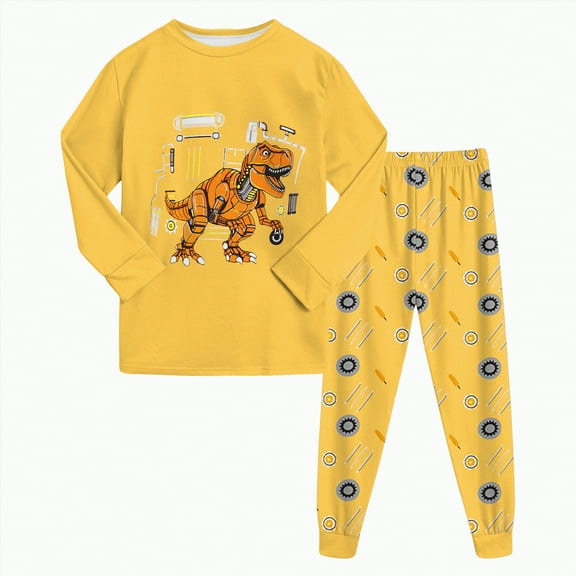 UAYOTSE 2-Piece Cozy Pajamas For Little/Big Boys Gamer Yellow Long Sleeves Soft PJs Set Kid Size 6-18(7-8 Years,Z17-Yellow)