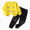 thumbnail image 1 of UAYOTSE 2T 3T 4T 4T Toddler Girl Cat Face Print Long Sleeve Sweatshirt + Jogger Pants 2Pcs Set Fall Winter Sporty Casual Outfit Size 4-5 Years, 1 of 9