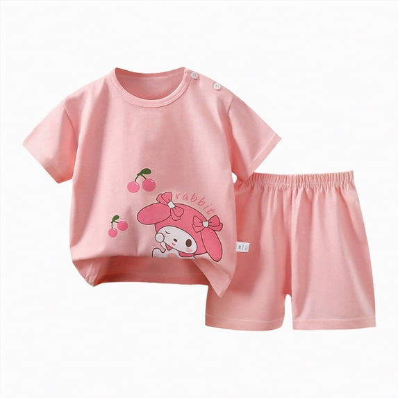 UAYOTSE Adorable Unisex Toddler Kids Jammies Set Short Sleeve T-Shirt Comfortable Shorts Sleepwear Homewear for Spring Summer Daily Outfits,Sizes 3-6 Months