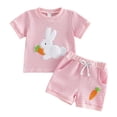 thumbnail image 1 of UAYOTSE Baby Boy 9 12 18 24 Months 2T 3T 4T Girl Easter Outfits Cute Carrot Short Sleeve T Shirt Tops Shorts Set Toddler Spring Summer Clothes,Sizes 18-24 Months, 1 of 8