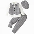 thumbnail image 1 of UAYOTSE Baby Boy Clothes Outfit Suit Long Sleeve Gentleman Tuxedo Vest Wedding Birthday Party Suit,Sizes 1-2 Years, 1 of 9