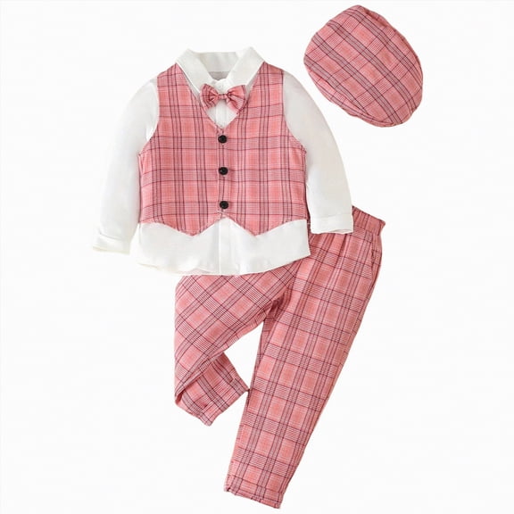 UAYOTSE Baby Boy Clothes Outfit Suit Long Sleeve Gentleman Tuxedo Vest Wedding Birthday Party Suit,Sizes 5-6 Years