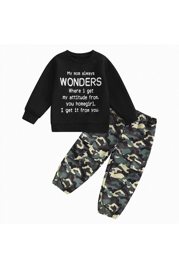 Baby Boy Clothes Outfits Fall Long Sleeve Color Block Sweatshirt Tops Casual Pants 2Pcs Set(2-3 Years,B375-Dark Green)