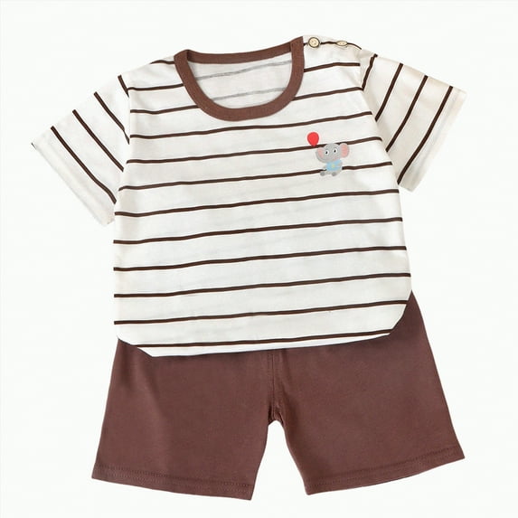 UAYOTSE Baby Boy Clothes Short Sleeve Contrast Color Sweatshirt Toddler Boy Spring Summer Spring Summer Party Pants Set,Sizes 9-18 Months