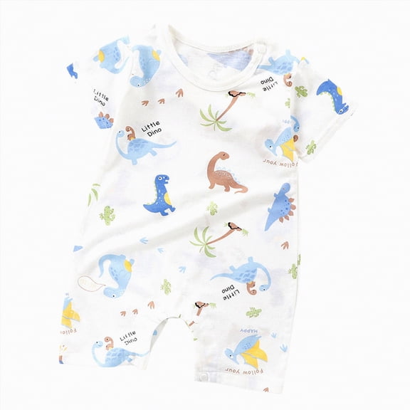 UAYOTSE Baby Boy Clothes Summer Infant Boy Outfits Dinosaur Short Sleeve Zipper Rompers Jumpsuits Bodysuit,Sizes 0-6 Months