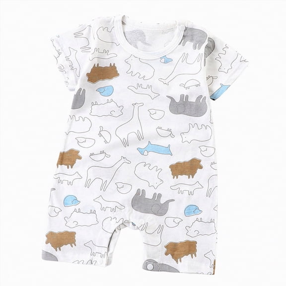 UAYOTSE Baby Boy Clothes Summer Infant Boy Outfits Dinosaur Short Sleeve Zipper Rompers Jumpsuits Bodysuit,Sizes 0-6 Months