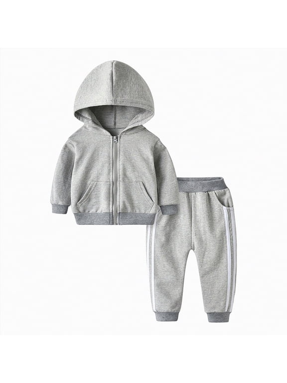 Baby Boy Girl Clothes Toddler Fall Winter Outfits Crewneck Sweatshirt and Jogger Pants Set(18-24 Months,B361-Grey)