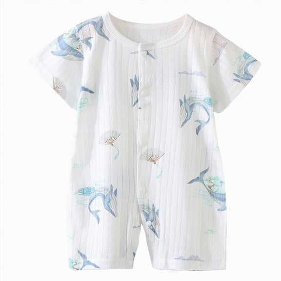 UAYOTSE Baby Boy Girl Summer Clothes Short Sleeve Palm Romper Jumpsuit Shorts Infant Cute Summer Outfit,Sizes 18-24 Months