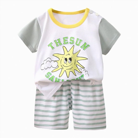 UAYOTSE Baby Boy Outfits 12-18 Months Clothes Short Sleeve T-Shirt Tee Tops Joggers Casual Elastic Shorts 2Pcs for 18-24 Months Children's Day Gift 2PCS Set,Sizes 18-24 Months