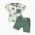 thumbnail image 1 of UAYOTSE Baby Boy's Summer 2 Piece Set with a Sparkle, a Glittery Print Short Sleeve Top and Trendy Denim Look Shorts baby cowboy outfits(18-24 Months,Beige), 1 of 6