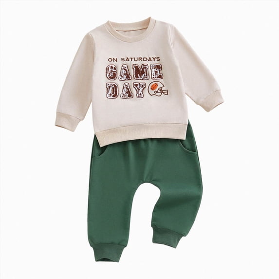 UAYOTSE Baby Boys 2 Piece Football Print Sweatshirt Jogger Pants Infant Daily Fall Outfit Size 2-3 Years