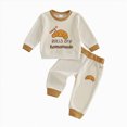 thumbnail image 1 of UAYOTSE Baby Boys 2 Piece Thanksgiving Outfit Croissant Print Waffle Knit Sweatshirt Jogger Pants Fall Clothes Set Size 6-12 Months, 1 of 3