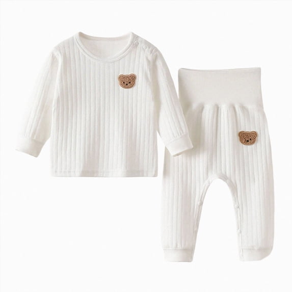 UAYOTSE Baby Boys Girls Bear Patch Pajama Set 3 6 12 18 24 Months 2T 3T 4T fit Pjs Soft Breathable Long Sleeve Top Pants Size 12-18 Months