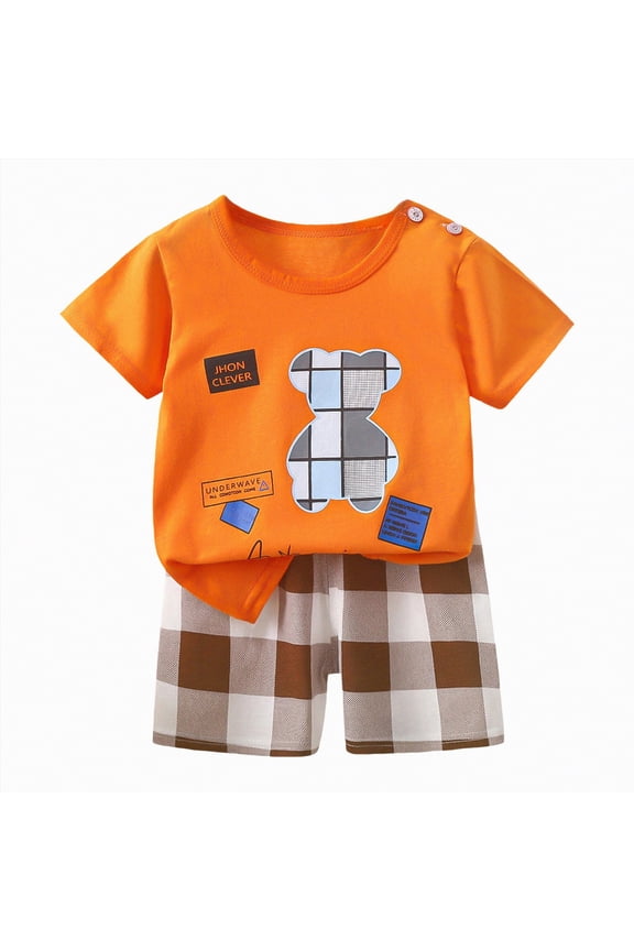 Baby Boys Girls Summer Outfits Set Clothes 6M 1T 2T 3T Toddler Boys Short Sleeve Tops and Elastic shorts 2 Piece Casual Summer Clothing for Kids Boys Girls,Sizes 18-24 Months