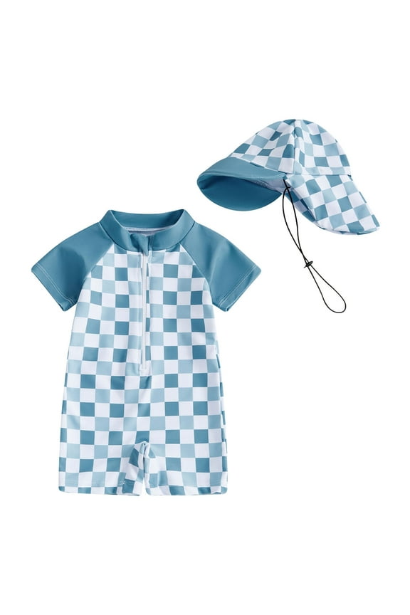 Baby Boys Tropical Beach Rash Guard One Piece Swimsuit UPF 50+ Sunsuit,6-12 Months Blue