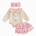 thumbnail image 1 of UAYOTSE Baby Girl 3Pcs Duck Embroidery Outfit Long Sleeve Romper Floral Skirt Bow Headband Fall Clothes Size 6-12 Months, 1 of 7