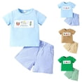 thumbnail image 1 of UAYOTSE Baby Girl Boy Summer Clothes Short Sleeve Tops Embroidery Tee Pattern Tshirt+Vintage Plaid Short Pants Set kids summer clothes(2-3 Years,Green), 1 of 8