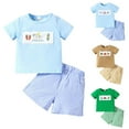 thumbnail image 1 of UAYOTSE Baby Girl Boy Summer Clothes Short Sleeve Tops Embroidery Tee Pattern Tshirt+Vintage Plaid Short Pants Set toddler boy clothes(3-4 Years,Blue), 1 of 7
