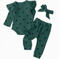 thumbnail image 1 of UAYOTSE Baby Girl Clothes Outfits Romper Pants Cute Bow Headband Hat Sets for Baby Girls,Sizes 9-12 Months, 1 of 4