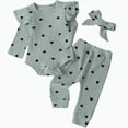 thumbnail image 1 of UAYOTSE Baby Girl Clothes Outfits Romper Pants Cute Bow Headband Hat Sets for Baby Girls,Sizes 9-12 Months, 1 of 4