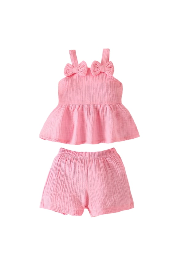 Baby Girl Clothes Outfits Summer Sleeveless Ruffle 9 12 18 24 Months Short Tops Shorts Set 2PCS,Sizes 12-18 Months