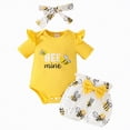 thumbnail image 1 of UAYOTSE Baby Girl Summer Clothes 3 6 12 18 24 Months 2T 3T Outfits Ruffle Ribbed Romper Tops Floral Shorts Set + Headband,Sizes 9-12 Months, 1 of 4