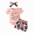 thumbnail image 1 of UAYOTSE Baby Girl Summer Clothes Outfit Sets 0 6 12 18 24 Months Outfit Ruffle Ribbed Romper Tops Floral Shorts Set + Headband,Sizes 9-12 Months, 1 of 6