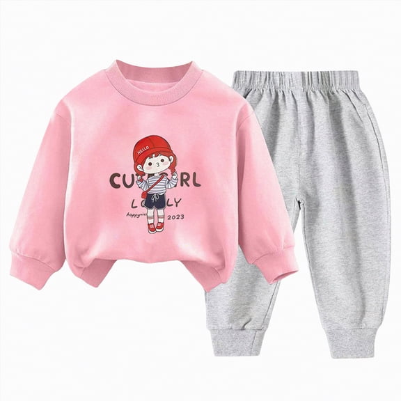 UAYOTSE Baby Girl Sweatshirt Long Pants Set 2Pcs Fall Outfits Toddler Baby Girl Clothes Toddler Outfit Cute Sweatshirt Tops   Pants,Sizes 2-3 Years
