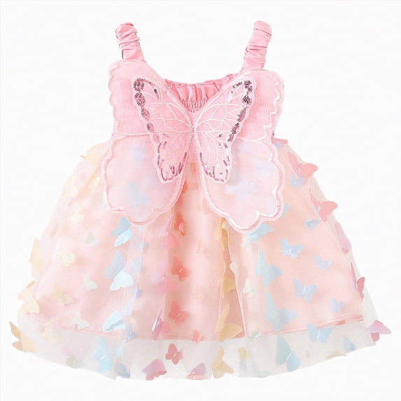 UAYOTSE Baby Girls Summer Sleeveless Dress Kid Princess Flower Beach Butterfly Sundress,Sizes 2-3 Years