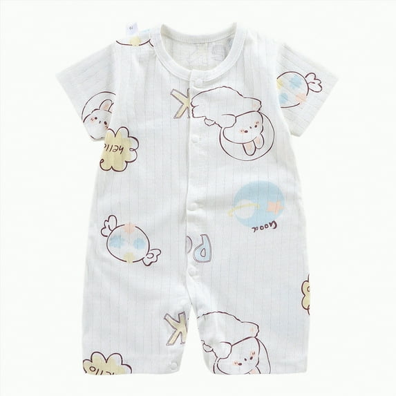 UAYOTSE Baby Short Sleeve Summer Romper Unisex Newborn Bodysuit Toddler Clothes,Sizes 6-12 Months