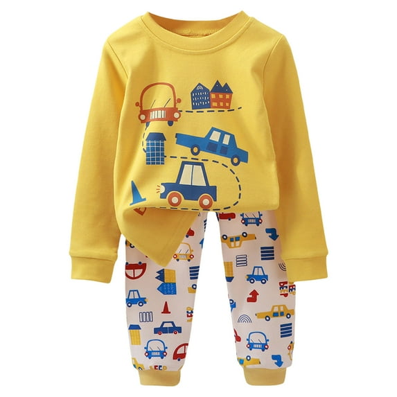 UAYOTSE Baby Toddler Boy Clothes Fall Winter Outfit Long Sleeve Sweatshirts Pants Set 6 9 12 18 24 Months 3T 4T 5T Boy Clothes(3-6 Months,F266-Yellow)