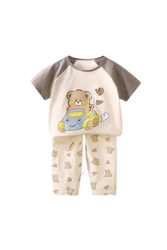 Baby Toddler Boy Shorts Set 6 12 18 24 Months 2T 3T 4T Duck Embroidery Short Sleeve T-shirts Plaid Elastic Waist Shorts 2 Piece Boys Summer Outfit,Sizes 3-4 Years