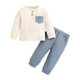 thumbnail image 1 of UAYOTSE Baby Toddler Clothes Set 2 Piece Pullover Joggers Sets Spring Fall Outfits Boy Girl Warm Suits(12-18 Months,I11-Blue), 1 of 7