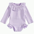 thumbnail image 1 of UAYOTSE Baby/Toddler Girls Seersucker Long Sleeve One Piece Rash Guard Swimsuit,Sizes 2-3 Years, 1 of 6
