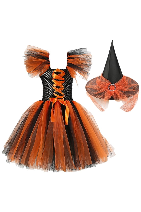 Big Girls' Long Dress Halloween Style Court attire Sorceress Party Clothing Dress,Yellow 6-7 Years