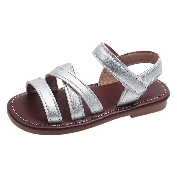 UAYOTSE Big Girls Sandals Open Toe Adjustable Strap Flat Dress Sandals Elegant for Wedding Events,Sizes 11