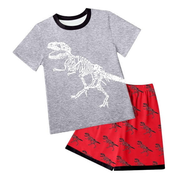 UAYOTSE Boy Clothes Kids Boy's Summer Outfits Shorts Sleeve Crewneck T Shirt Tops Tees Shorts Sets Boy's 2 Piece Outfits,Sizes 6-7 Years