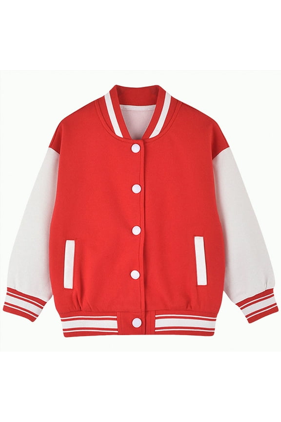 Boy and Girl Baseball Jackets Casual Varsity Jacket School Bomber Jackets(11-12 Years,S29-Red)