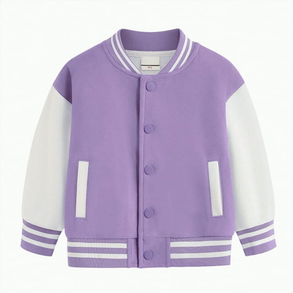 UAYOTSE Boys Baseball Jackets Kids Varsity Jacket Top for Girl Outerwear Sports Track Coat(18-24 Months,S36-Purple)