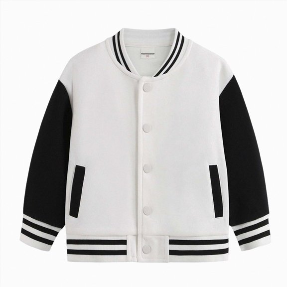 UAYOTSE Boys Baseball Jackets Kids Varsity Jacket Top for Girl Outerwear Sports Track Coat(18-24 Months,S38-White)