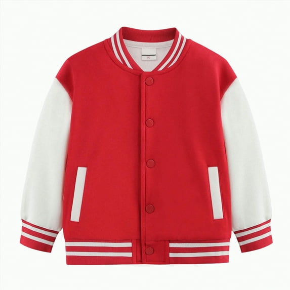 UAYOTSE Boys Baseball Jackets Kids Varsity Jacket Top for Girl Outerwear Sports Track Coat(3-4 Years,S37-Red)