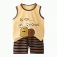 thumbnail image 1 of UAYOTSE Boys' Clothing Sets Summer Outfits 2 Piece Truck Print Short Sleeve Tops Shorts Casual Tracksuits toddler boy clothes(2-3 Years,Brown), 1 of 5